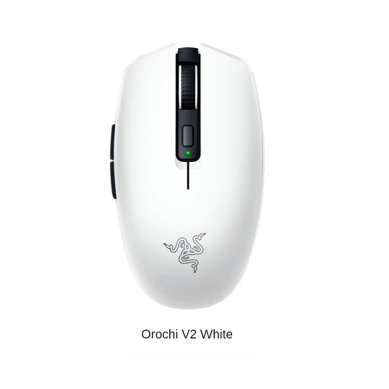 White gaming mouse with Razer logo on a white background