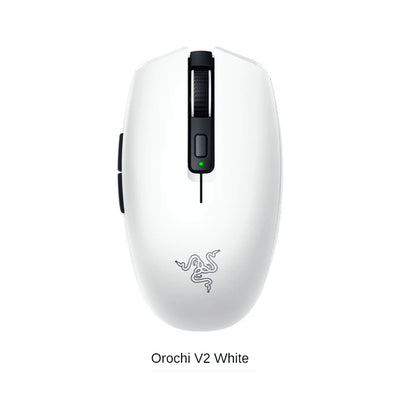 White gaming mouse with Razer logo on a white background