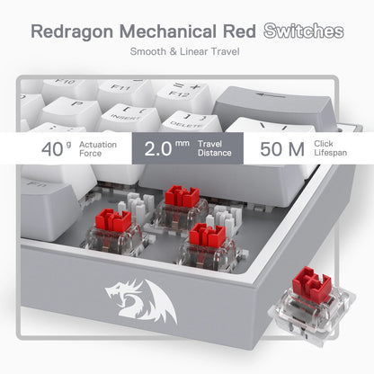 Redragon Mechanical Red Switches, smooth linear travel