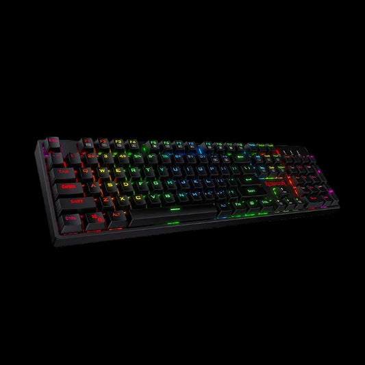 Mechanical keyboard with RGB lighting on a black background