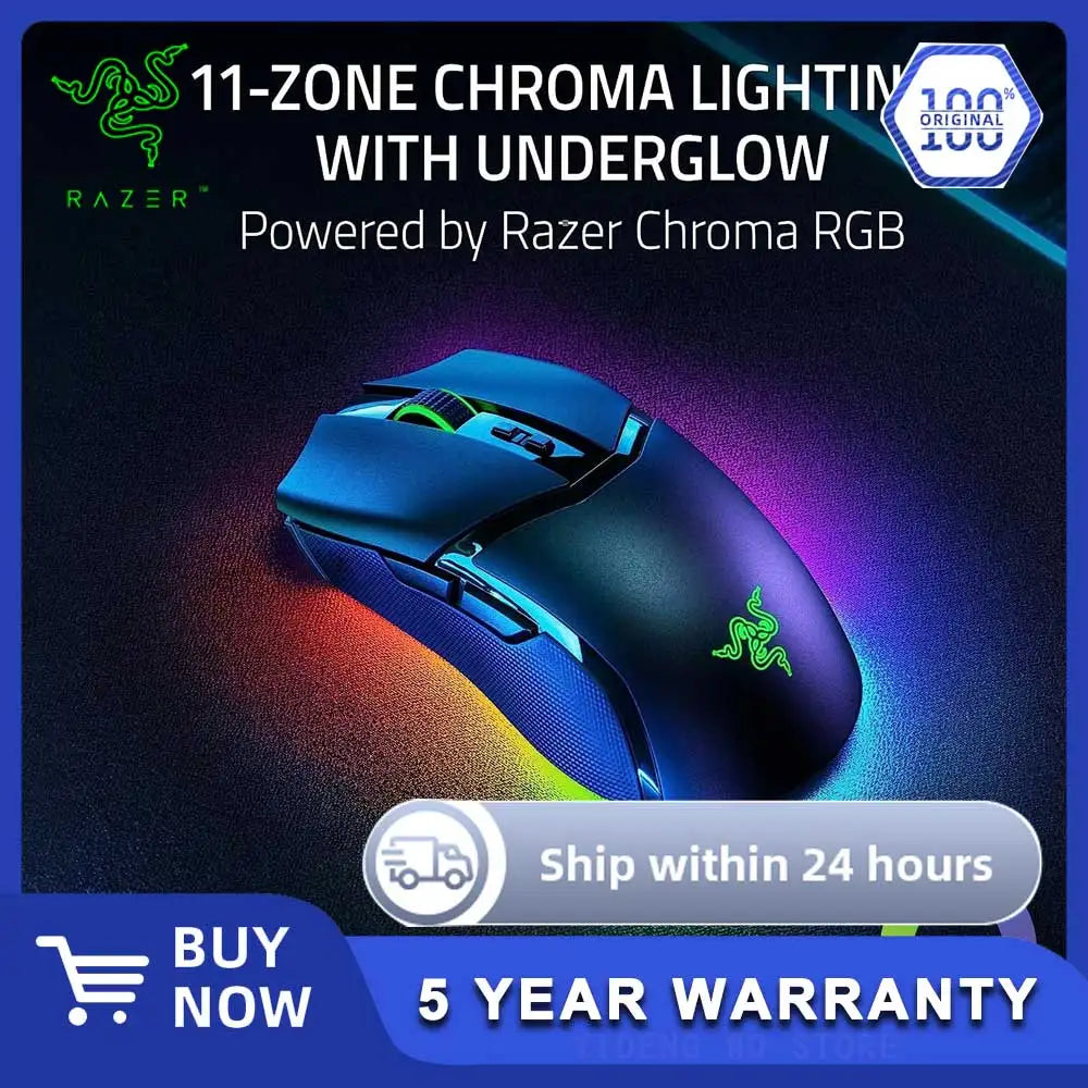 Razer Cobra Pro HyperSpeed Wireless Gaming Mouse Chroma RGB Lighting 26K Sensor, Gen-4 Switches 2.4GHz, Bluetooth USB C