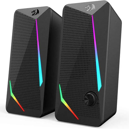 Redragon GS510 Waltz RGB Desktop Speakers – 2.0 Channel PC Stereo with LED Backlight & Enhanced Bass