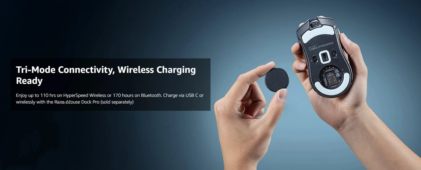 Razer Cobra Pro HyperSpeed Wireless Gaming Mouse Chroma RGB Lighting 26K Sensor, Gen-4 Switches 2.4GHz, Bluetooth USB C