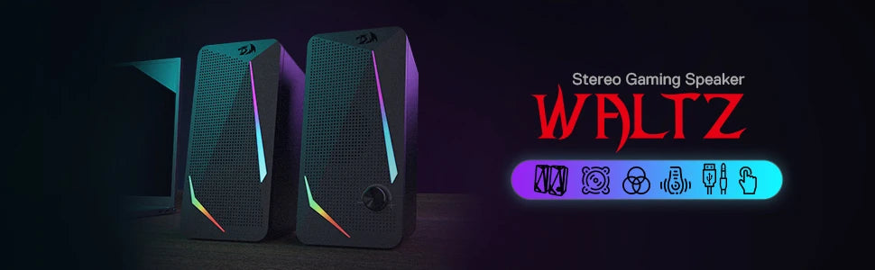 Redragon GS510 Waltz RGB Desktop Speakers, 2.0 Channel PC Computer Stereo Speaker with 4 Colorful LED Backlight Modes, Enhanced