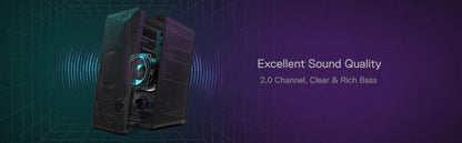 Redragon GS510 Waltz RGB Desktop Speakers, 2.0 Channel PC Computer Stereo Speaker with 4 Colorful LED Backlight Modes, Enhanced