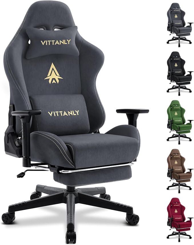 Vittanly Ergonomic Gaming Chair with Recline & Footrest