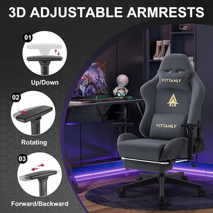 Vittanly Ergonomic Gaming Chair with Recline & Footrest