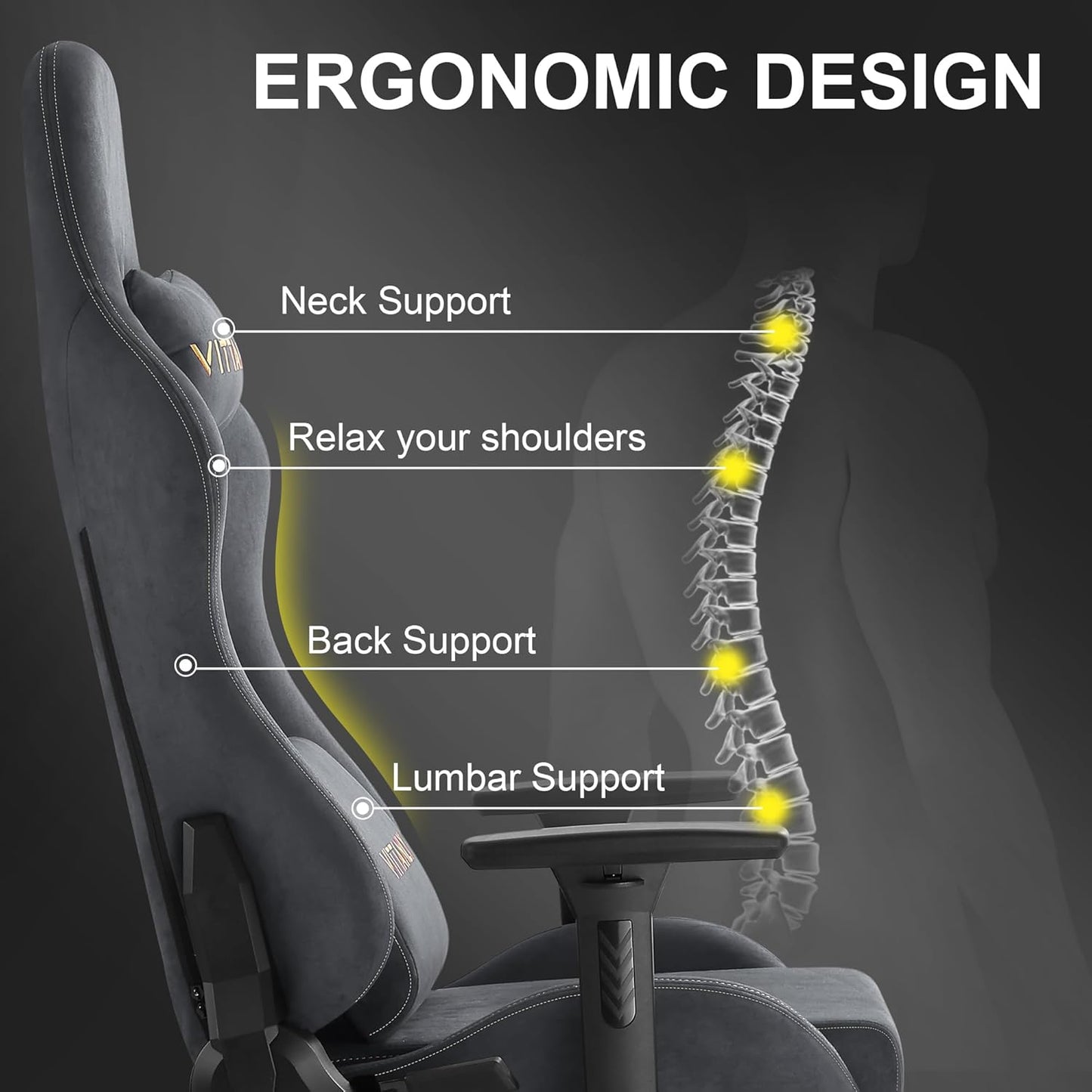 Vittanly Ergonomic Gaming Chair with Recline & Footrest